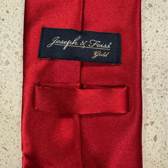 Joseph & Feiss Gold Men’s Standard Adult Elegant Red Polyester  Tie - Picture 4 of 9